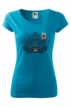 Tricou personalizat Snow Leopard, pentru femei, turcoaz, 100% bumbac