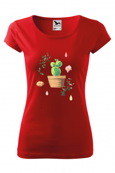 Tricou personalizat Cactus Pattern, pentru femei, rosu, 100% bumbac