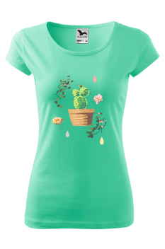 Tricou personalizat Cactus Pattern, pentru femei, verde menta, 100% bumbac