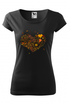 Tricou personalizat Heart of Nature, pentru femei, negru, 100% bumbac