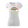 Tricou personalizat Fericirea, pentru femei, alb, 100% bumbac