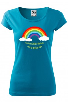 Tricou personalizat Fericirea, pentru femei, turcoaz, 100% bumbac