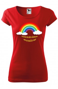 Tricou personalizat Fericirea, pentru femei, rosu, 100% bumbac