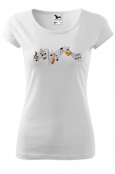 Tricou personalizat Don't stop the music, pentru femei, alb, 100% bumbac