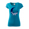 Tricou personalizat Whale&Moon, pentru femei, turcoaz, 100% bumbac