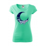 Tricou personalizat Whale&Moon, pentru femei, verde menta, 100% bumbac