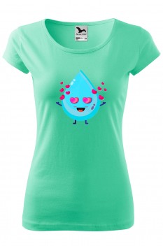 Tricou personalizat Cute Drop, pentru femei, verde menta, 100% bumbac