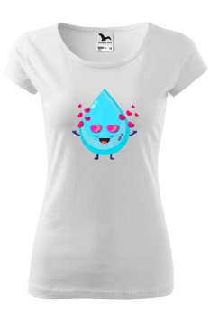 Tricou personalizat Cute Drop, pentru femei, alb, 100% bumbac