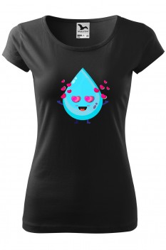 Tricou personalizat Cute Drop, pentru femei, negru, 100% bumbac