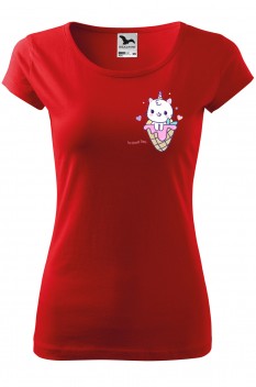 Tricou personalizat Ice Cream Time, pentru femei, rosu, 100% bumbac