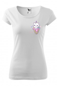 Tricou personalizat Ice Cream Time, pentru femei, alb, 100% bumbac