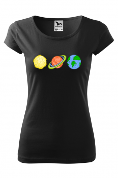 Tricou personalizat Outer Space, pentru femei, negru, 100% bumbac