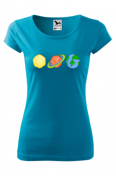 Tricou personalizat Outer Space, pentru femei, turcoaz, 100% bumbac