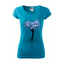 Tricou personalizat Tree Silhouette, pentru femei, turcoaz, 100% bumbac