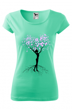 Tricou personalizat Tree Silhouette, pentru femei, verde menta, 100% bumbac