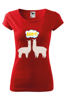 Tricou personalizat Funny Llama, pentru femei, rosu, 100% bumbac