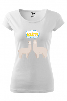 Tricou personalizat Funny Llama, pentru femei, alb, 100% bumbac