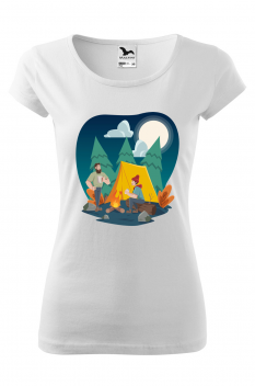 Tricou personalizat Camping, pentru femei, alb, 100% bumbac
