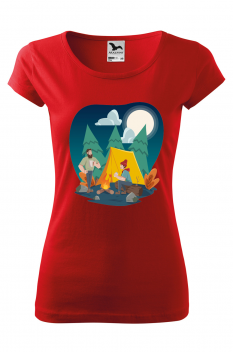 Tricou personalizat Camping, pentru femei, rosu, 100% bumbac