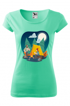 Tricou personalizat Camping, pentru femei, verde menta, 100% bumbac
