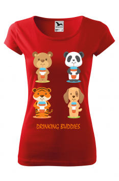 Tricou personalizat Drinking Buddies, pentru femei, rosu, 100% bumbac