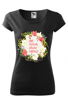 Tricou personalizat Own Hero, pentru femei, negru, 100% bumbac