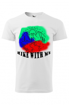Tricou personalizat Hike with Me, pentru barbati, alb, 100% bumbac
