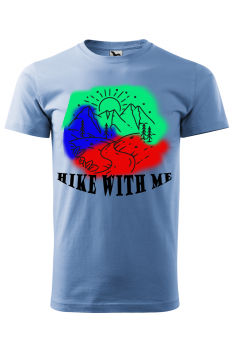 Tricou personalizat Hike with Me, pentru barbati, albastru deschis, 100% bumbac