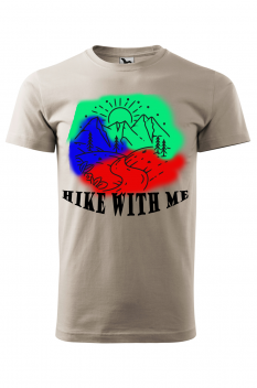 Tricou personalizat Hike with Me, pentru barbati, gri ice, 100% bumbac
