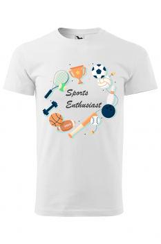 Tricou personalizat Sports Enthusiast, pentru barbati, alb, 100% bumbac
