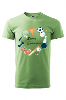 Tricou personalizat Sports Enthusiast, pentru barbati, verde iarba, 100% bumbac