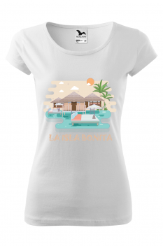 Tricou personalizat La Isla Bonita, pentru femei, alb, 100% bumbac