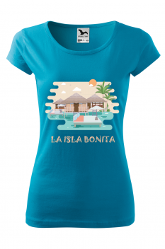 Tricou personalizat La Isla Bonita, pentru femei, turcoaz, 100% bumbac