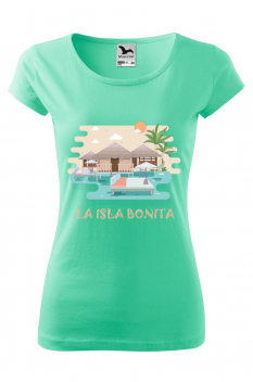 Tricou personalizat La Isla Bonita, pentru femei, verde menta, 100% bumbac