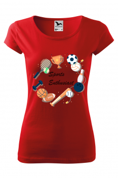 Tricou personalizat Sports Enthusiast, pentru femei, rosu, 100% bumbac