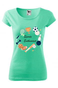 Tricou personalizat Sports Enthusiast, pentru femei, verde menta , 100% bumbac