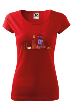 Tricou personalizat Space City, pentru femei, rosu, 100% bumbac