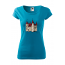 Tricou personalizat Castle on the Hill, pentru femei, turcoaz, 100% bumbac