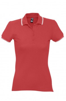 Tricou polo femei, bumbac 100%, Sol's Practice, Red/White