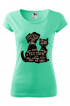 Tricou personalizat Star Friends pentru femei, verde menta, 100% bumbac