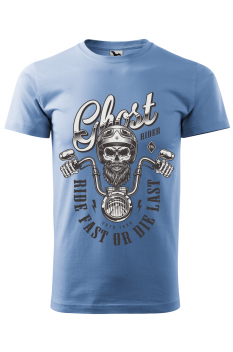 Tricou personalizat Ghost Rider, pentru barbati, albastru deschis, 100% bumbac