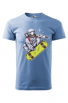Tricou personalizat Space Skateboarding, pentru barbati, albastru deschis, 100% bumbac