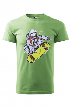 Tricou personalizat Space Skateboarding, pentru barbati, verde iarba, 100% bumbac