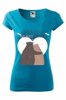 Tricou personalizat Beary Much , pentru femei, turcoaz, 100% bumbac