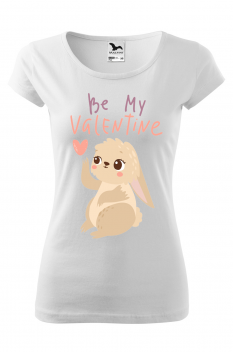 Tricou personalizat Be My Valentine, pentru femei, alb, 100% bumbac