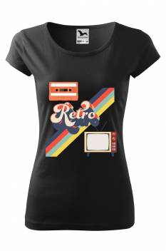 Tricou personalizat Retro , pentru femei, negru, 100% bumbac