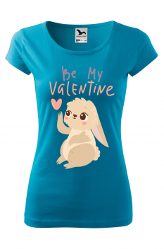 Tricou personalizat Be My Valentine, pentru femei, turcoaz, 100% bumbac