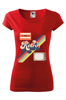 Tricou personalizat Retro , pentru femei, rosu, 100% bumbac