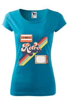 Tricou personalizat Retro , pentru femei, turcoaz, 100% bumbac