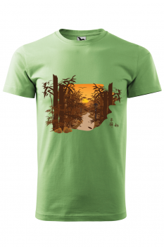 Tricou personalizat Bamboo Forest, pentru barbati, verde iarba, 100% bumbac